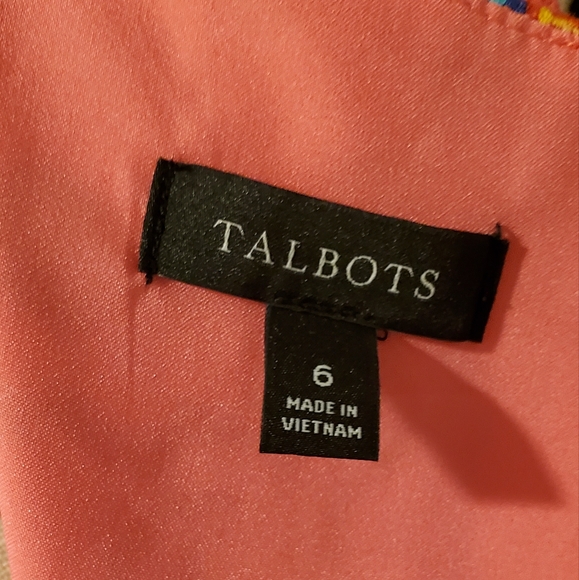 TALBOTS WOMEN'S Pink Sleeveless Textured Shift Dress-Mod Floral,Size 6. - Picture 9 of 10